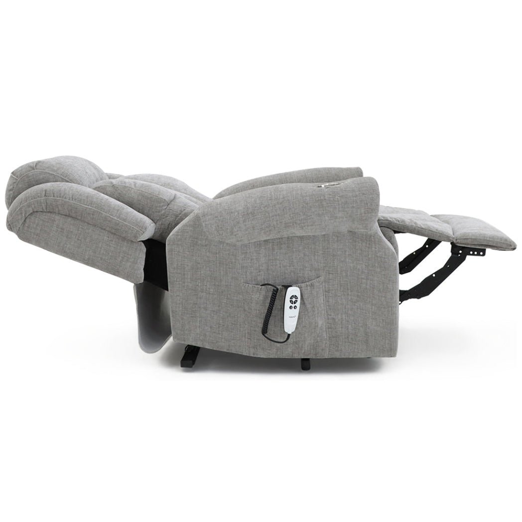 Langham Riser Recliner with Heat and Massage - Grey Chenille Fabric